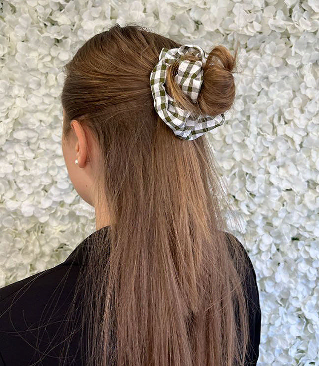 JA-NI Hair Accessories - Hair Scrunchies, The Green Wide Checkered