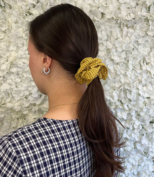 JA-NI Hair Accessories - Hair Scrunchies, The Yellow Thin Checkered